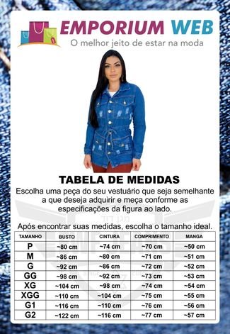 Jaqueta Parka Jeans Destroyed com 4 Bolsos - EWF Jeans - Azul Escuro