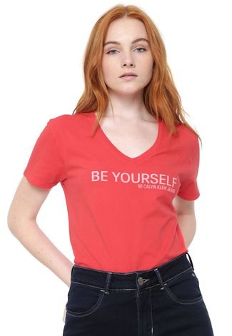 Camiseta Calvin Klein Jeans Be Yourself Vermelha