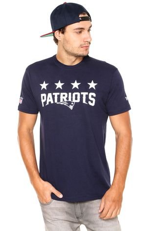 Camiseta New Era Number Stars New England Patriots Azul-marinho/Branca