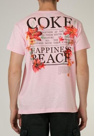 Camiseta Manga Curta Ibiza Flowers Rosa