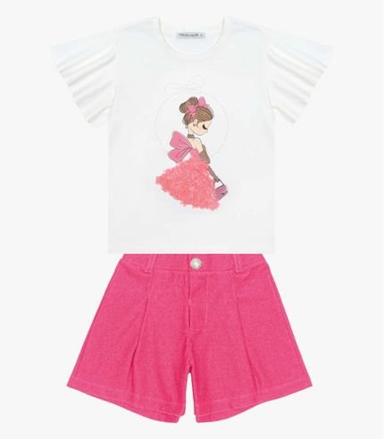 Conjunto Infantil Blusa Com Shorts Trick Nick Branco - Marca Trick Nick