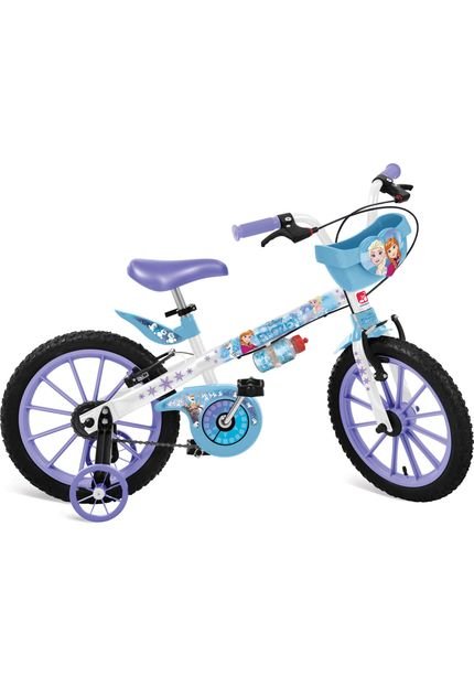 Bicicleta Bandeirante 16" Frozen Disney Cestinha Branco/Azul - Marca Bandeirante