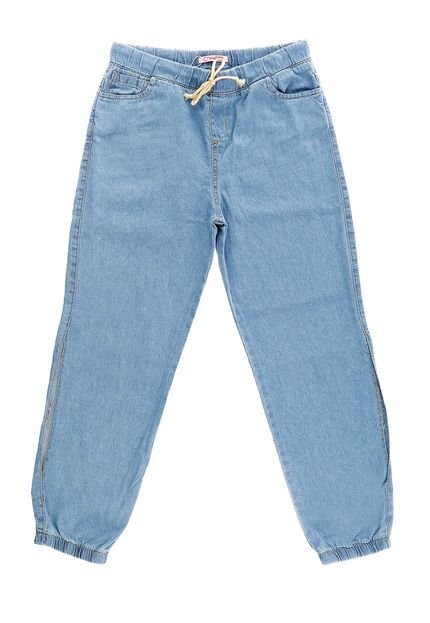 Calça Jeans Juvenil Menina Jogger c/ Fenda Azul Azul - Marca Crawling