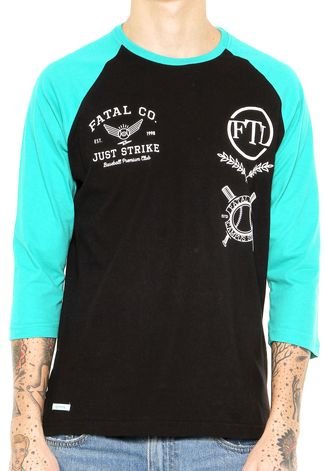 Camiseta Fatal Surf Raglan Preta/Verde