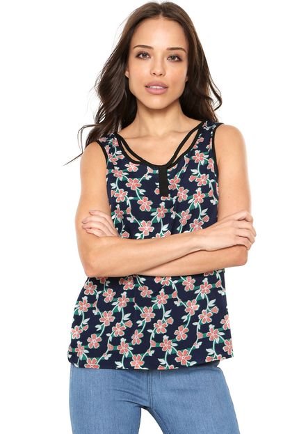 Blusa H Heli Floral Azul Marinho - Marca H Heli