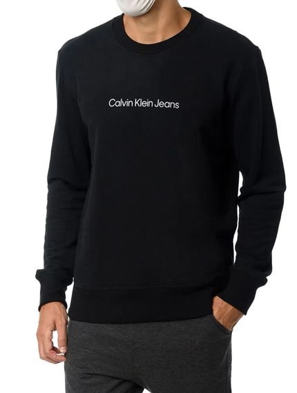Moletom Calvin Klein Masculino Crewneck Light Front Logo Preto - Marca Calvin Klein