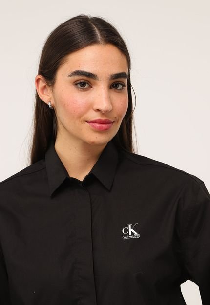 Camisa Cropped Calvin Klein Jeans Logo Preta - Marca Calvin Klein Jeans