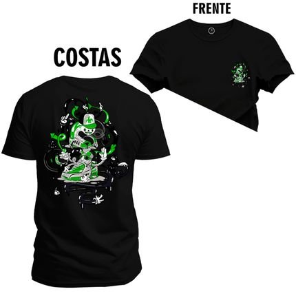 Camiseta Plus Size Estampada Premium Algodão Tenis Guitarra Frente Costas - Preto - Marca Nexstar
