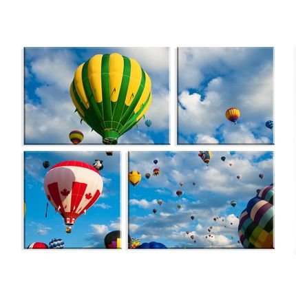 Conjunto de 4 Telas Wevans Decorativas em Canvas 83x103 Ballon Ride Multicolorido - Marca Wevans