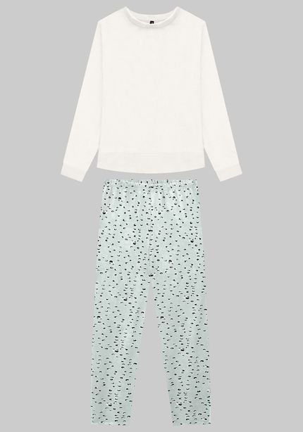 Pijama com Blusão Pelo e Calça Estampada - Marca Lunender