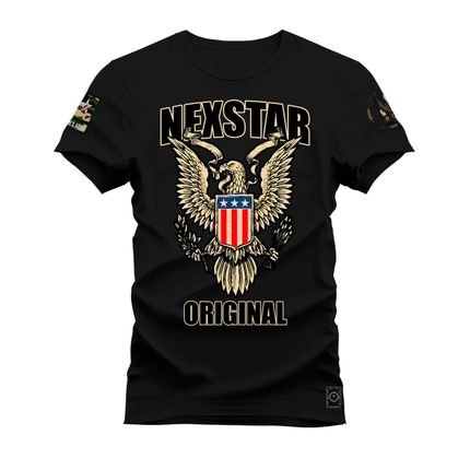 Camiseta Plus Size Premium Estampada Algodão 30.1 Original Nexstar  - Preto - Marca Nexstar