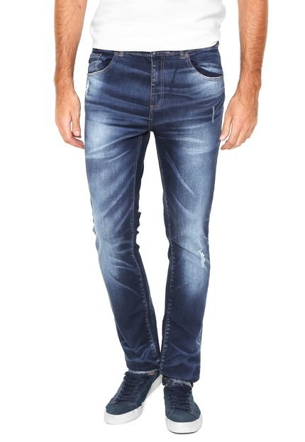 Calça Jeans Lacoste Slim Estonada Azul-marinho - Marca Lacoste
