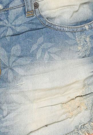 Saia Jeans Byzance Bico Collor Destroyed Azul