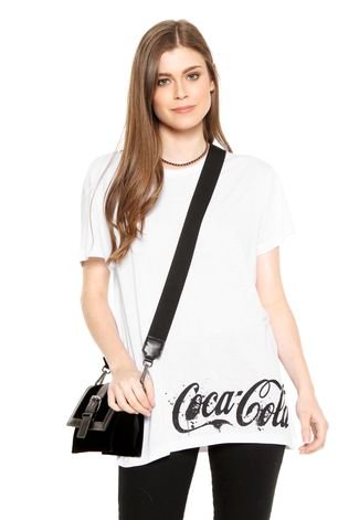 Camiseta Coca-Cola Jeans Alongada Branca