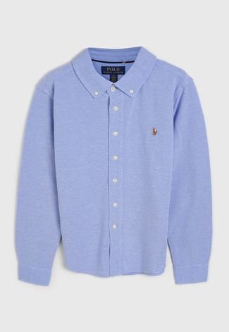 Camisa Polo Infantil Ralph Lauren Logo Azul