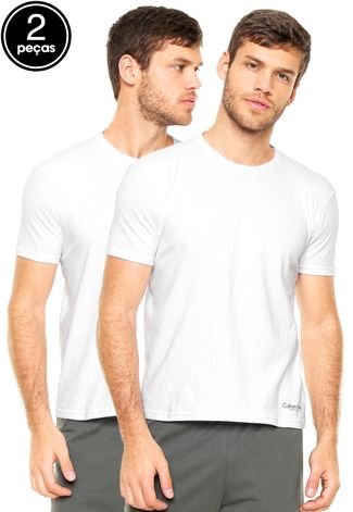 Kit 2pçs Camiseta Calvin Klein Underwear Liso Branco