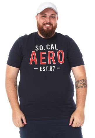 Camiseta Aeropostale Lettering Azul-Marinho