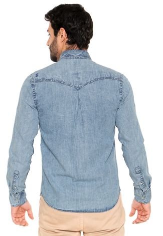 Camisa Jeans Sergio K Bolsos Azul