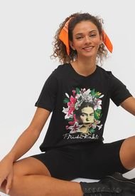 Polera Jacqueline de Yong Frida Kahlo Negro - Calce Regular