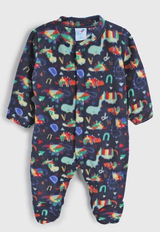 Pijama Bebê Tip Top Longo Dinossauro Azul-Marinho