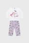 Pijama Fakini Longo Infantil Unicórnio Branco/Lilás - Marca Fakini