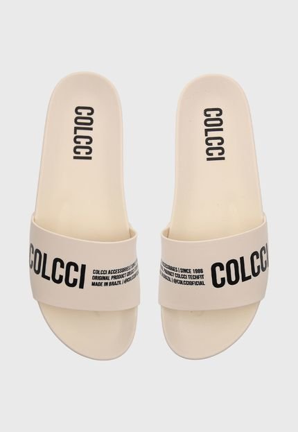 Chinelo Slide Colcci Logo Off-White - Marca Colcci