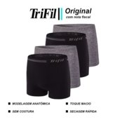 Kit 4 Cuecas Boxer Masculino Trifil Sem Costura Microfibra Preto Cinza - Marca Trifil