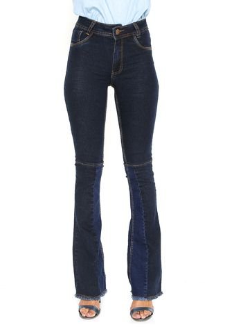 Calça Jeans GRIFLE COMPANY Flare Franjas Azul