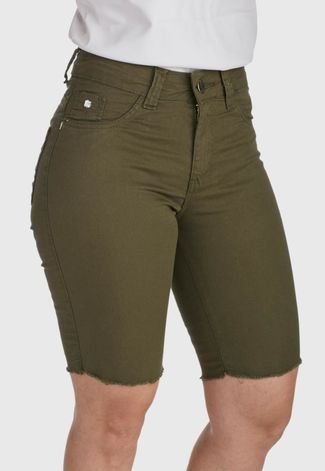 Bermuda Jeans HNO Jeans Hot Pants Comfort Plus Verde