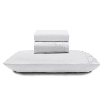 Jogo Cama Solteiro Buettner Renda Naira Branco - Marca Buettner