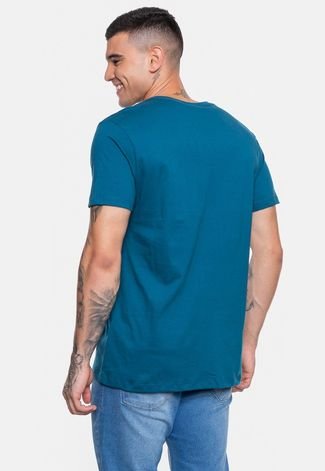 Camiseta Ecko Masculino Fechado Flat Rhino Azul Tempestade