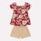 Conjunto Infantil Menina Blusa Flor e Short Milon Vermelho - Marca Milon