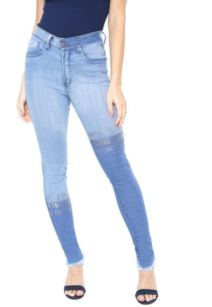 Calça Jeans Denuncia Skinny Lettering Azul - Marca Denuncia
