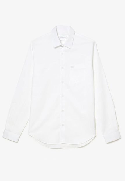 Camisa Lacoste masculina Slim Fit em algodão liso Branco - Marca Lacoste