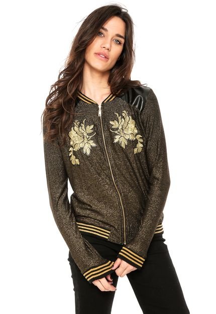 Jaqueta Bomber Colcci Bordada Dourada - Marca Colcci