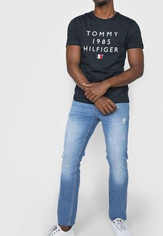 Camiseta Tommy Hilfiger Geométrica Preta  Tommy hilfiger, Camiseta, Moda  masculina