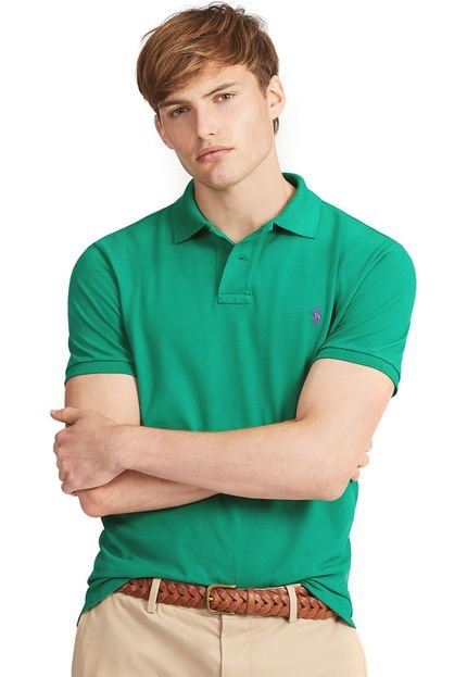 Camisa Polo Polo Ralph Lauren Custom Slim Fit Verde - Marca Polo Ralph Lauren