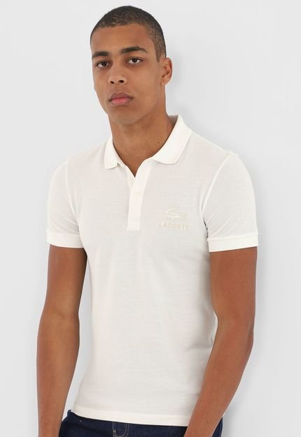 Camisa Polo Lacoste Slim Logo Off-White - Marca Lacoste