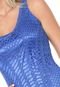 Vestido #MO Curto Crochê Azul - Marca #MO