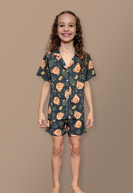 Pijama Americano Natal Urso Estelar Infantil - Marca Hygge Homewear