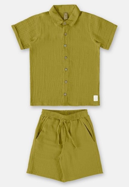 Conjunto com Camisa e Bermuda para Menino Up Baby Verde - Marca Up Baby