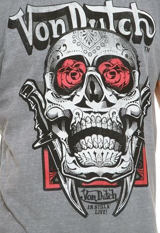 Camiseta Von Dutch Rose and Knife Cinza
