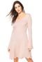 Vestido Guess Curto Canelado Rosa - Marca Guess