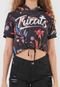 Blusa Cropped Tricats Capuz Ethinic Batik Preta - Marca Tricats