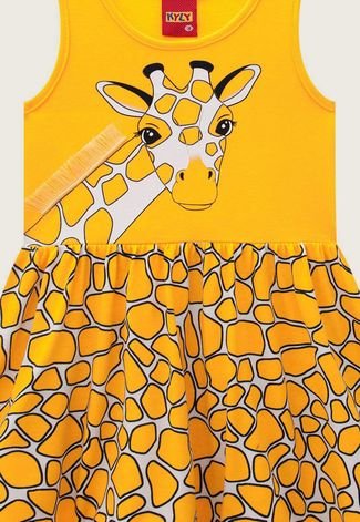 Vestido Infantil Kyly Girafa Amarelo