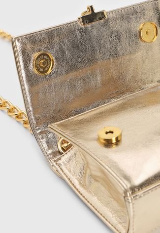 Bolsa Tiracolo Luiza Barcelos Metalizada Com Tassel Dourada