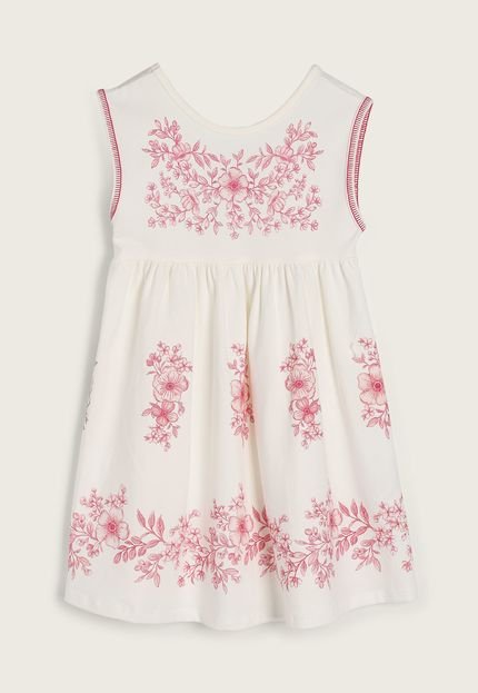 Vestido Infantil Milon Floral Off-White - Marca Milon