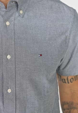 Camisa Tommy Hilfiger Reta Logo Cinza