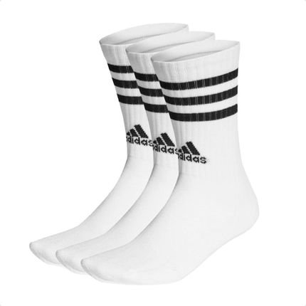 Kit de Meias Adidas 3 Listras Cano Alto Unissex Branco - Marca adidas