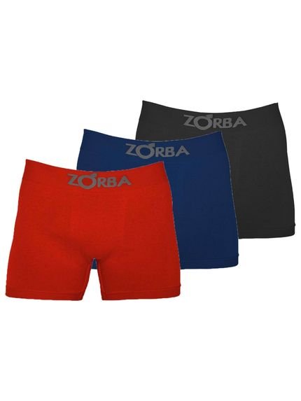Kit com 3 Cuecas Boxer Zorba 781 Colorido Azul Marinho - Marca Zorba